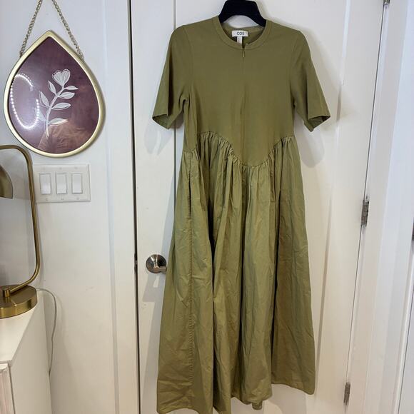 COS Oversized Asymmetric-waist Dress in Olive Sz Small - Picture 3 of 10